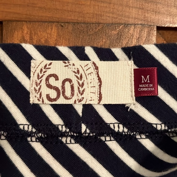 Deep Navy Blue and White Striped Mini Skirt (size medium) - Picture 4 of 4